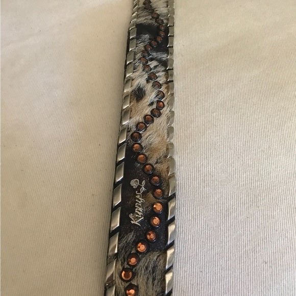 Kippy Acid Wash Hair on Hide belt with Swarovski Crystals RARE main image 7